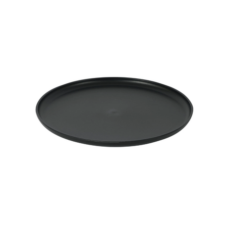 Black round tray on a white background