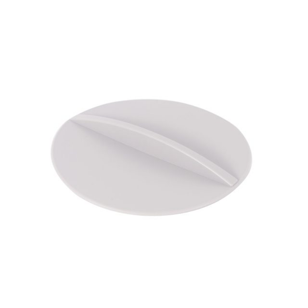 White oval lid plate on a white background