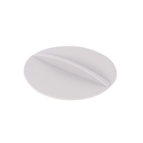 White oval lid plate on a white background