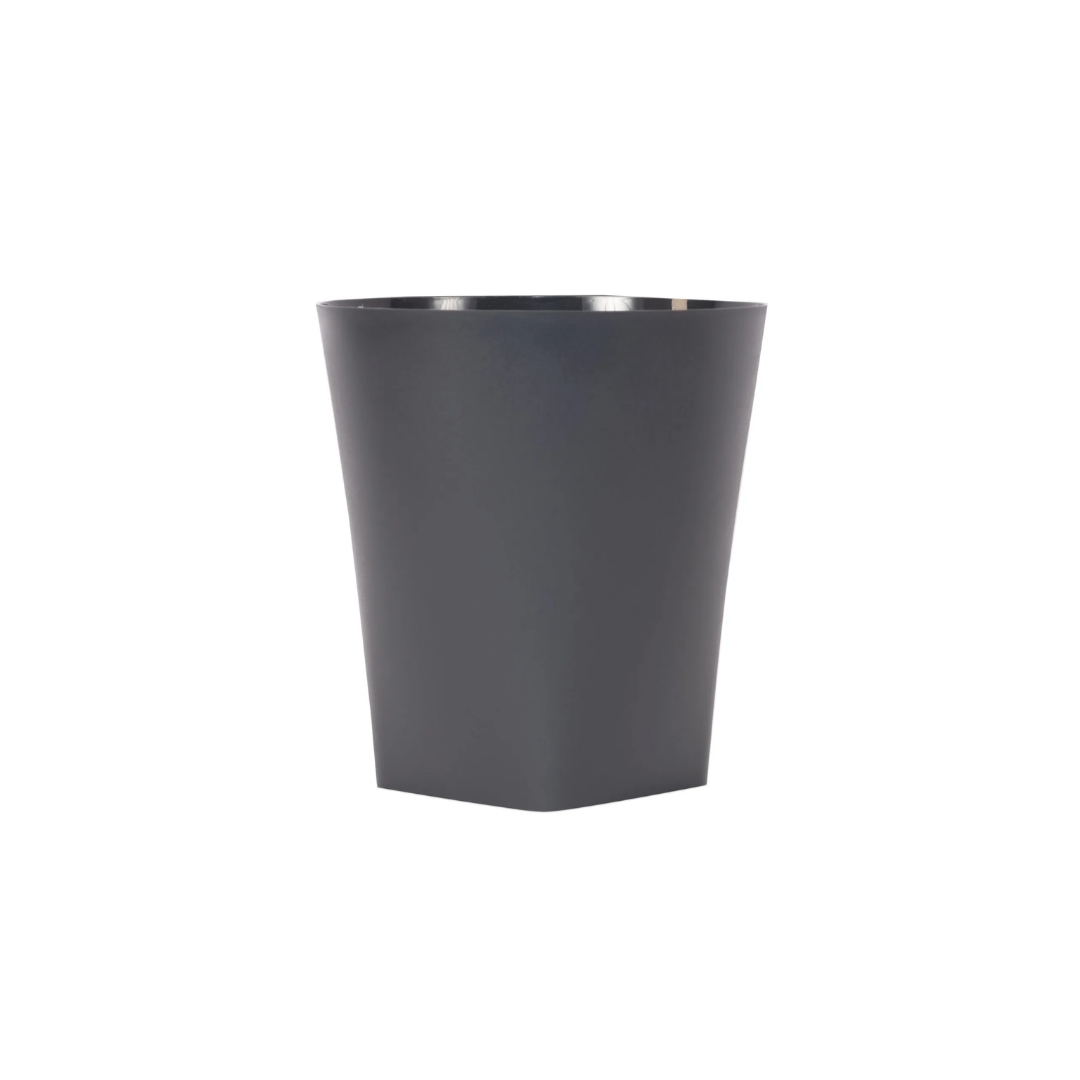 Black trash bin on a white background