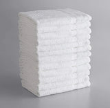 Product shot of towels in shade white, photo for wholesale supplier for healthcare, hotels and hospitality.