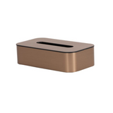 Bronze-colored tissue box cover on a white background
