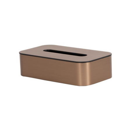 Bronze-colored tissue box cover on a white background