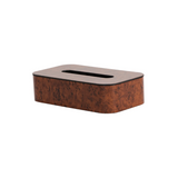 Rectangular brown tissue box on a white background