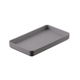 Gray rectangular tray on a white background