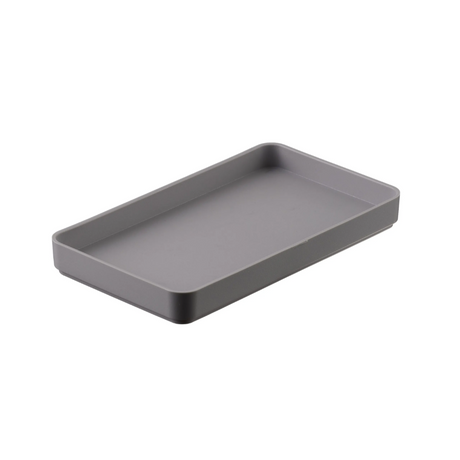 Gray rectangular tray on a white background