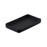 Black rectangular tray on a white background