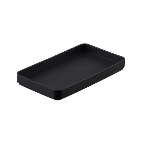 Black rectangular tray on a white background