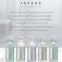 Pictured: Info about the Infuse Lavender Mint collection with pictures of the bottles below. Info reads: Mild and nourishing with organic aloe vera, this beautifully fragranced line has a calming feel on the skin and hair. Easy salon-quality formulation in the collection is vegan friendly, paraben and gluten free and 100% biodegradable. Bring a level of sophistication to the space with the Infuse Lavender Mint line of amenities. 