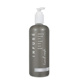 Gray hand wash bottle with pump labeled 'Infuse' on a white background