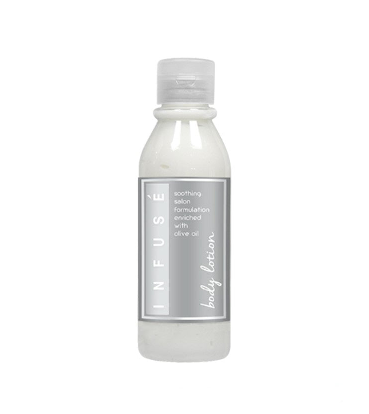 White lotion bottle with gray label on a white background