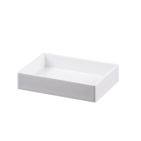 Pictured: White Oasis Spa Rectangular Dish against a white background.