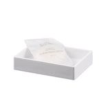 Pictured: White Oasis Spa Rectangular Dish holding a packaged cleansing soap against a white background.