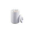 White q-tip container with lid on a white background