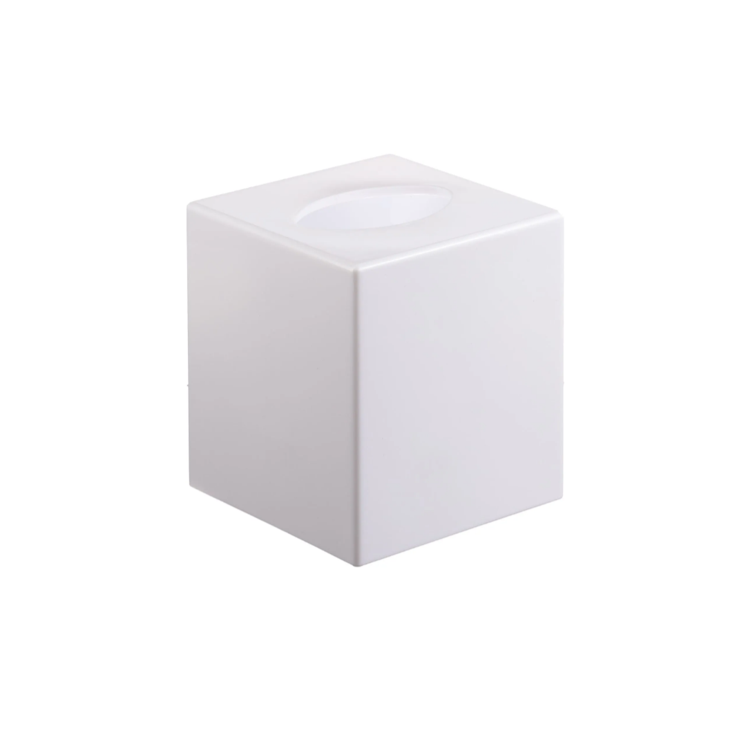 White tissue box on white background.
