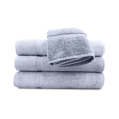 Set of gray towels on a white background