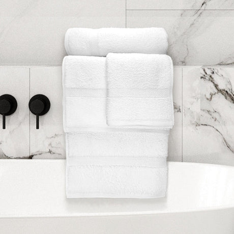Towel Set in Marble Bathroom