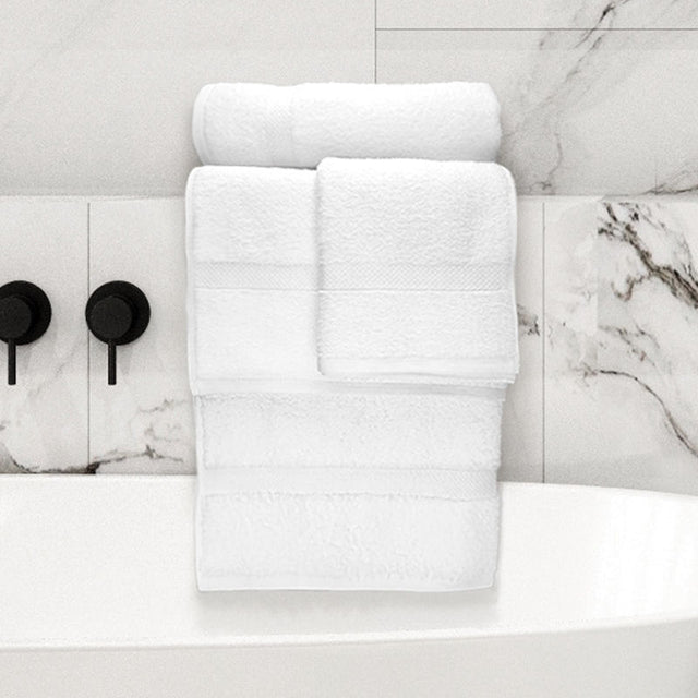 Towel Set in Marble Bathroom