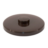 Round brown plastic lid on a white background