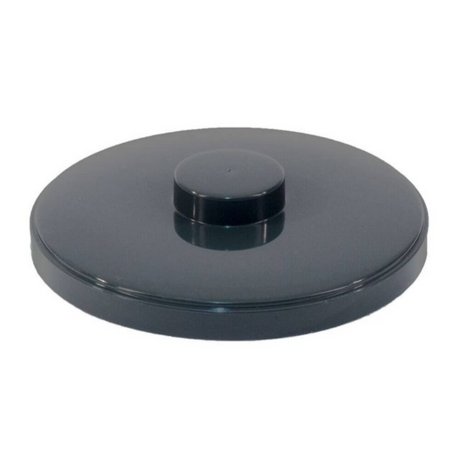 Black round object with a smaller black circular component on a white background
