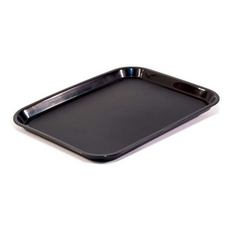 Black baking tray on a white background