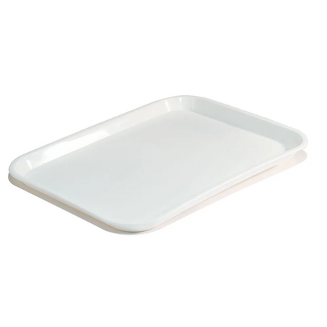White rectangular ceramic tray on a white background