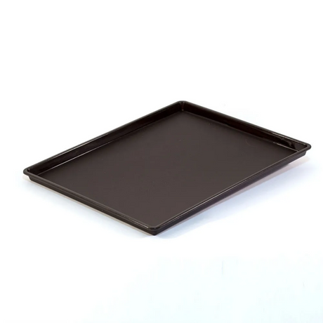 Black baking tray on a white background
