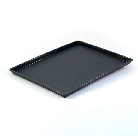 Black baking tray on a white background
