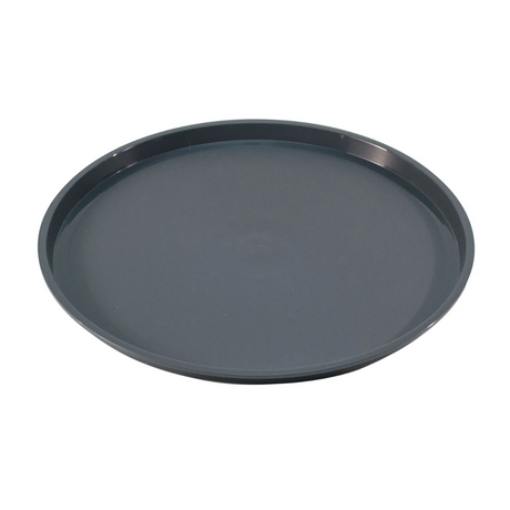 Dark gray round tray on a white background