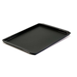 Black baking tray on a white background