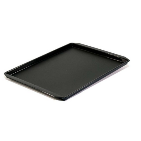 Black baking tray on a white background