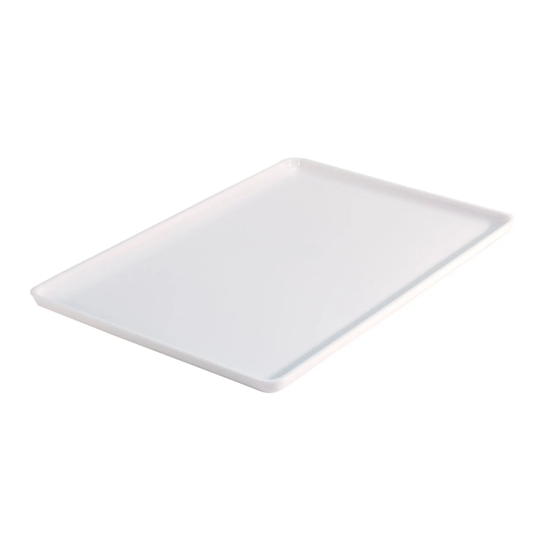 White rectangular tray on a white background