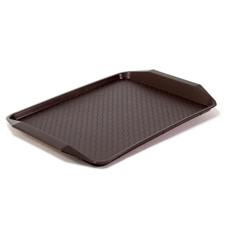 Brown tray with textured surface on a white background