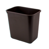Brown rectangular trash bin on a white background