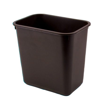 Brown rectangular trash bin on a white background