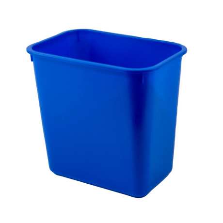 Blue trash bin on a white background