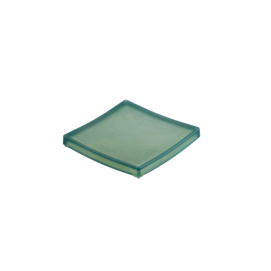 Green square glass object on a white background