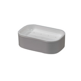 Rectangular white soap dish on a white background