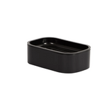 Black rectangular container on a white background