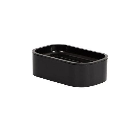 Black rectangular container on a white background