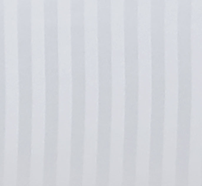 A close-up of a striped fabric pattern with alternating vertical stripes in light gray and white.