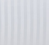 A close-up of a striped fabric pattern with alternating vertical stripes in light gray and white.