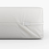 Pictured: Close-up shot of Economy Vinyl Mattress Encasement zippered closure against a white background.