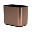 Bronze-colored rectangular wastebasket on a white background