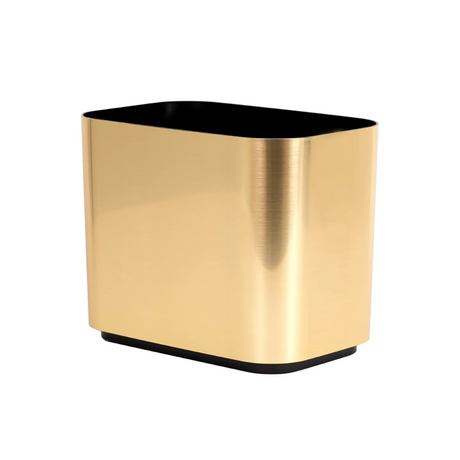Gold rectangular trash can on a white background