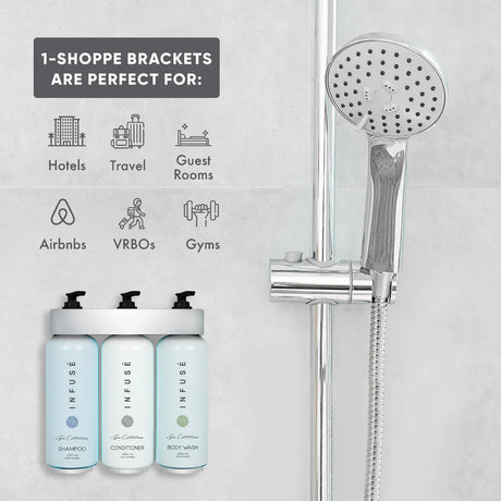 Pictured: Aquavera triple silver dispenser holding the Infuse collection.