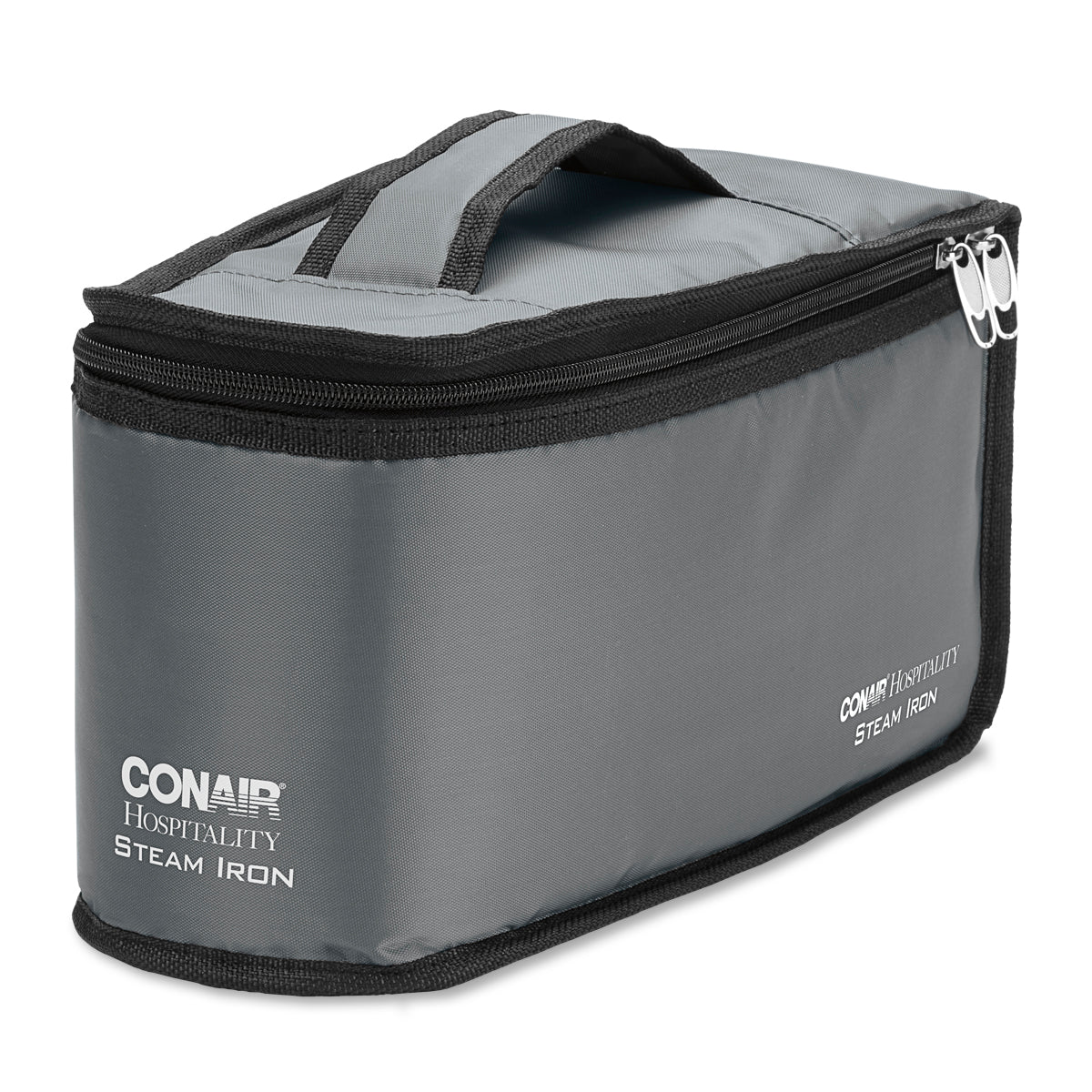 Gray carrying case for a Conair Hospitality Steam Iron on a white background