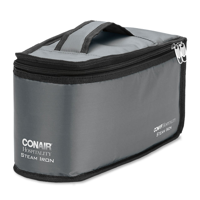 Gray carrying case for a Conair Hospitality Steam Iron on a white background