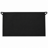 Pictured: Flat lay of the black Half Bistro Waist Apron with the two pockets against a white background.
