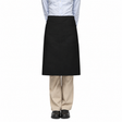 Pictured: Model wearing a collared shirt and khakis. On top of that, they have the Black Bistro Apron tied around their waist.